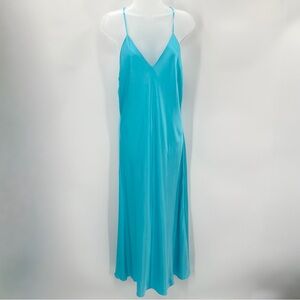 RAILS KAIDEN Slip Dress in AZURE Womens L Blue Satin Criss Cross Strappy-SPOTS